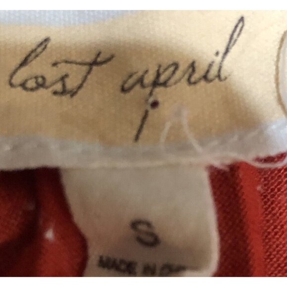 Last April ~ 3/4 Length Sleeve Top with Decorative Neck  ~ Size SMALL ~ Orange - Picture 5 of 7